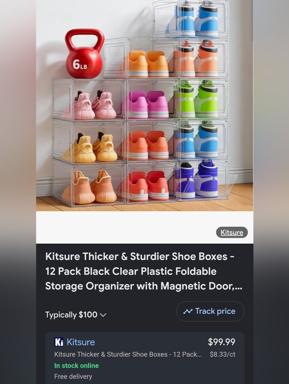 Clear Shoe Storage Boxes - 12-Pack (Black Clear)